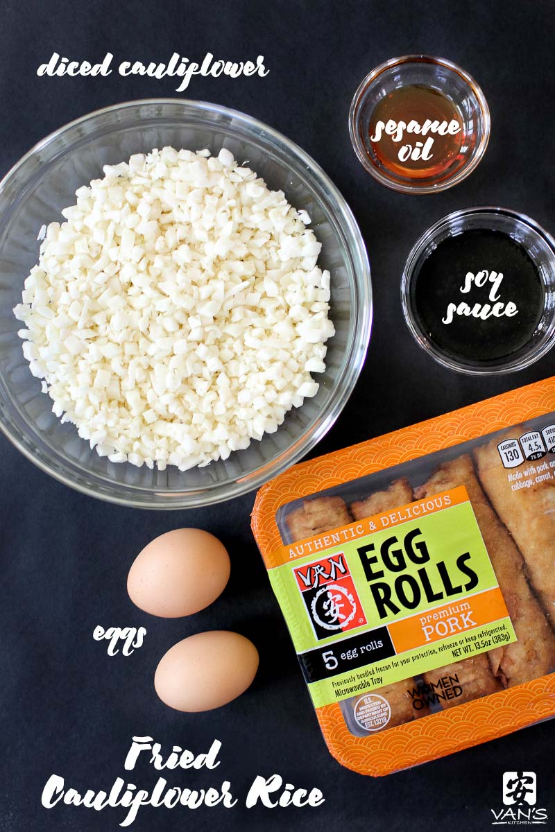 Need a low-carb dinner idea? Try this fried cauliflower rice recipe made with Van's Kitchen egg rolls. It's a healthy spin on classic takeout fried rice. This recipe is so light, fluffy, and tasty, you may never go back to "real" fried rice again!