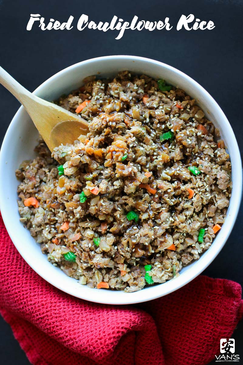 Need a low-carb dinner idea? Try this fried cauliflower rice recipe made with Van's Kitchen egg rolls. It's a healthy spin on classic takeout fried rice. This recipe is so light, fluffy, and tasty, you may never go back to "real" fried rice again!