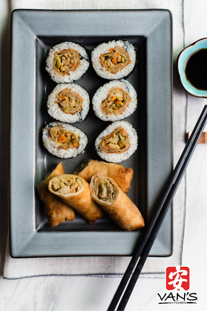 Egg Roll Sushi Plated